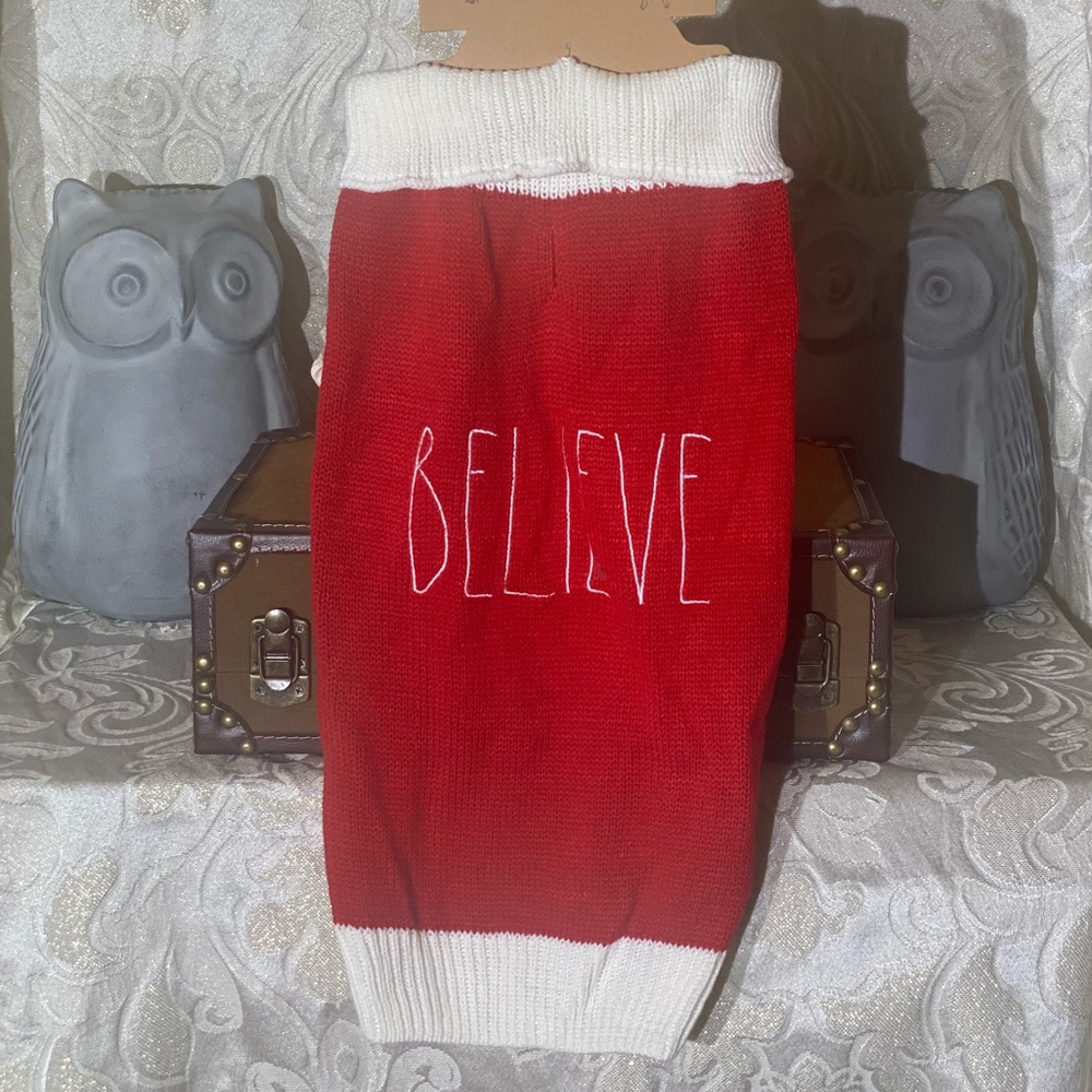 Rae Dunn "BELIEVE" Dog Sweater